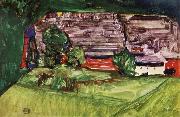 Egon Schiele Peasant Homestead in a Landscepe painting